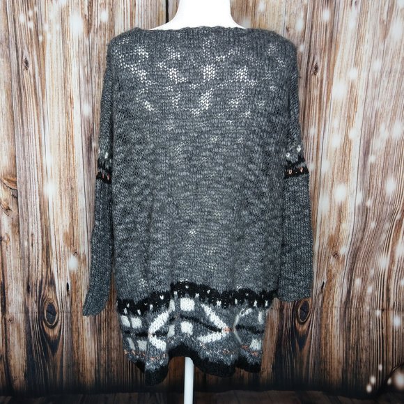 Free People Oversized Knit Charcoal Sweater S NWOT - Picture 3 of 6